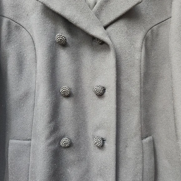 SAKS FIFTH AVENUE Women's Coat Large Wool Luxury Vintage Double Breasted Long - Picture 9 of 9